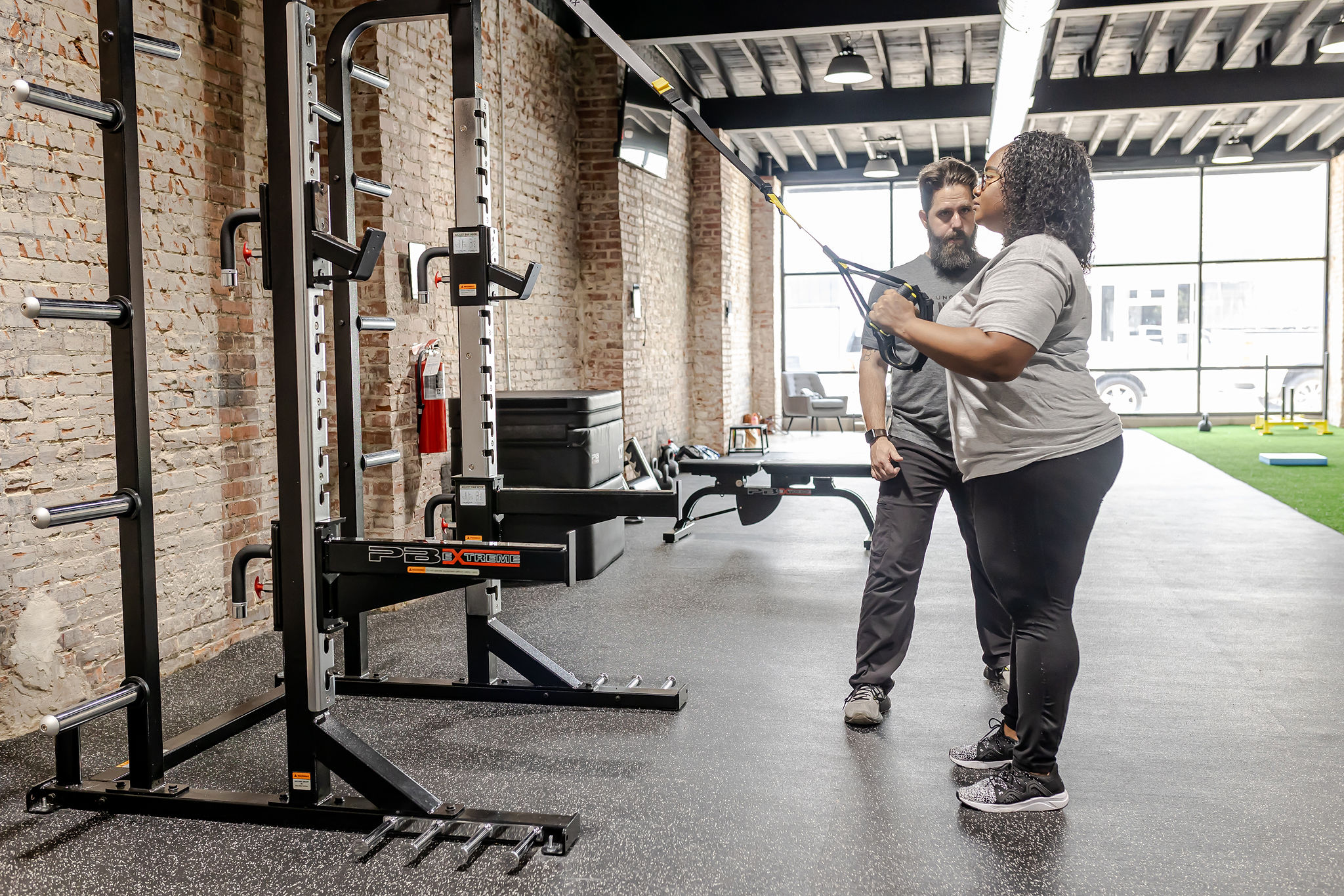 Adults over 40 training with proper form